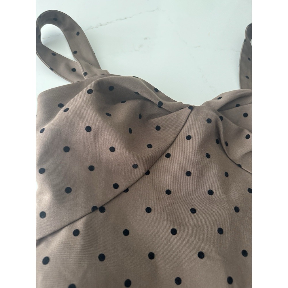 NWT $255 Amanda Uprichard Bethany Soho Romper Brown Polka Dot Mocha romper S - Picture 11 of 14